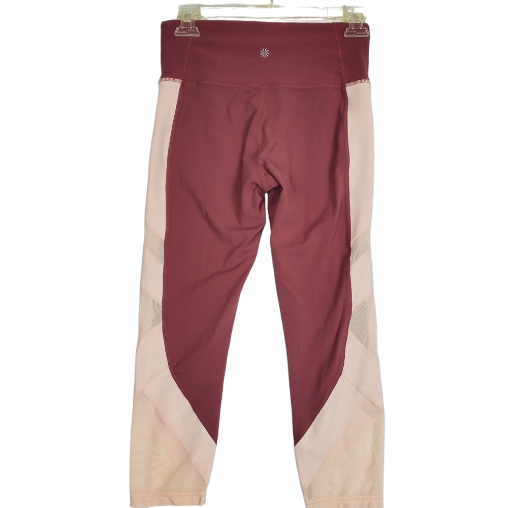 Athleta Two Tone Blush Rose Womens Stretch Leggings Mesh Inlay Size Small - Picture 6 of 15